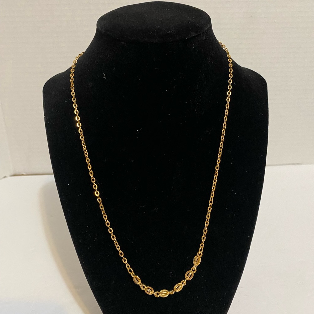Monet Gold Tone Chain Necklace with extender.  Signed